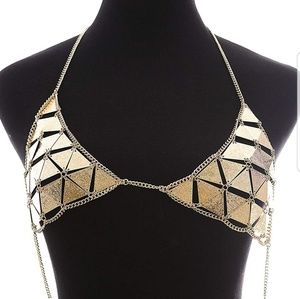 Gold chain bra